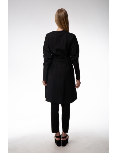 Black asymmetrical dress. Cotton Popeline.