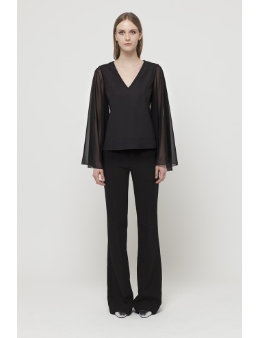 Bat chiffon sleeve neck shirt